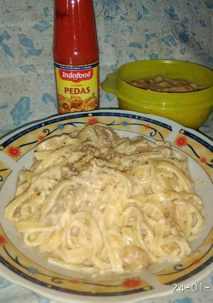 Foto resep Fettuccine saus carbonara ala ikiz