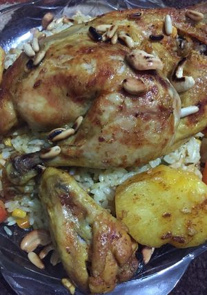 صورة لوصفة رز بالخضار مع فروج بالفرن