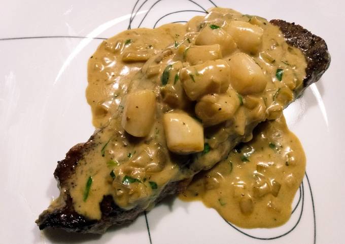 Recipe of Super Quick Homemade Steak, scallops, and cream