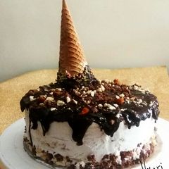 A picture of Mix fruit chocolate cake.