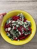 Beetroot pasta with feta topping❤️