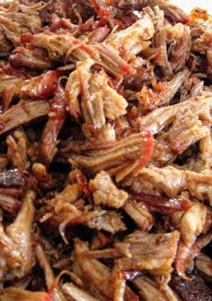A picture of Pulled Pork with Strawberry Chipotle Sauce.