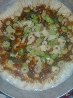 صورة لوصفة بيتزا باللحمه 🍕🍖🌶
