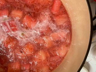 Rhubarb and cardamom compote