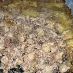 Mushroom Swiss Burger Cassarole A picture of Mushroom Swiss Burger Cassarole.