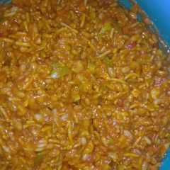 A picture of Pasta salad with achar.
