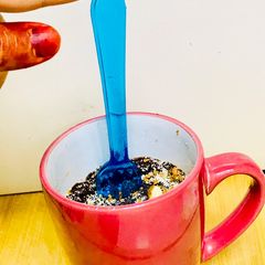 2 minutes microwave mug brownie with chocolate lava A picture of 2 minutes microwave mug brownie with chocolate lava.