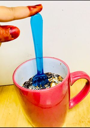 A picture of 2 minutes microwave mug brownie with chocolate lava.