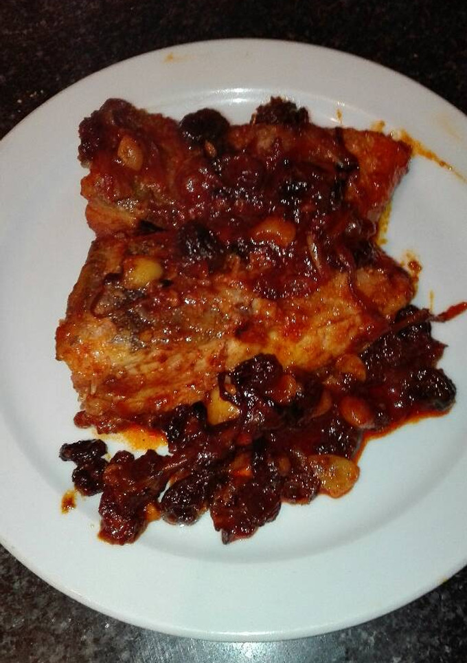 Una foto de Bacalao a la miel y pasas en la olla GM