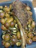 Tomahawk steak on Roasted veges