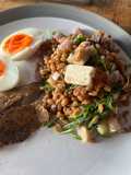 Spelt summer salad and pomegranate molasses dressing