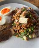 Spelt summer salad and pomegranate molasses dressing