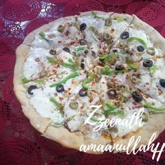 A picture of Baked Mixed Flours Veg Pizza.