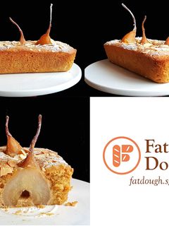 A picture of Poached Pears Almond Cake.