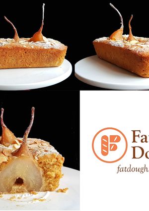 A picture of Poached Pears Almond Cake.