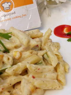 A picture of White Sauce Pasta.