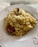 Risotto de níscalos y trompetas de la muerte