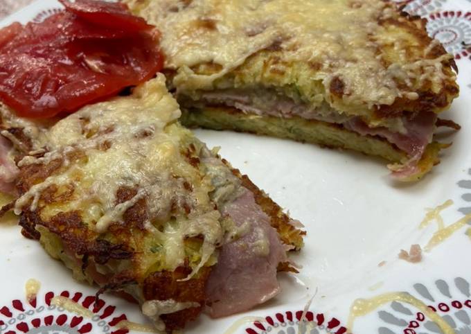 Râpés de pommes de terre artichaut façon croque monsieur