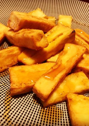 A picture of Fried Eggplant Tapas with Honey 🍯.