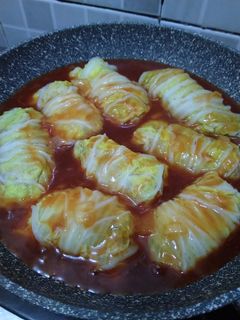 Foto resep Sawi Gulung Saus Tomat