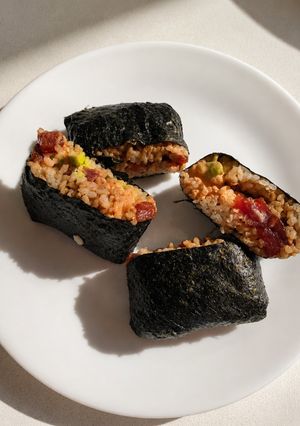 A picture of Spicy Tuna Onigirazu.