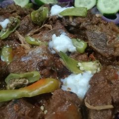 A picture of Nisar charsi karahi (orignal mutton recipe).