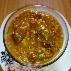 A picture of Ogbonor with Okro soup.