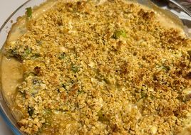 Frango cremoso com brócolis e couve-flor