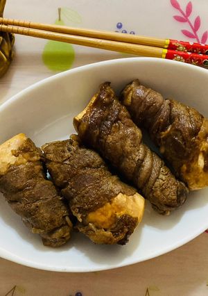 日式牛雪花烤杏鮑菇/烤箱 的食譜成品照片