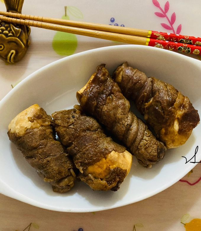 日式牛雪花烤杏鮑菇/烤箱 的食譜成品照片