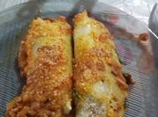 Una foto de canelones de acelga y picadillo