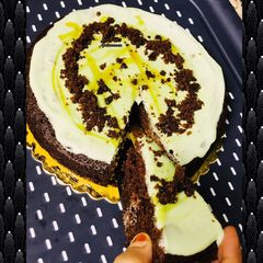 Microwave baked jaggery cake with dash of honey A picture of Microwave baked jaggery cake with dash of honey.