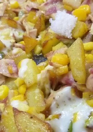 عکسی از دستور سیب زمینی با قارچ و پنیر🍟🧀