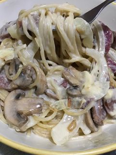 Foto resep Spaghetti putih - Carbonara tanpa telur