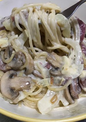Foto resep Spaghetti putih - Carbonara tanpa telur