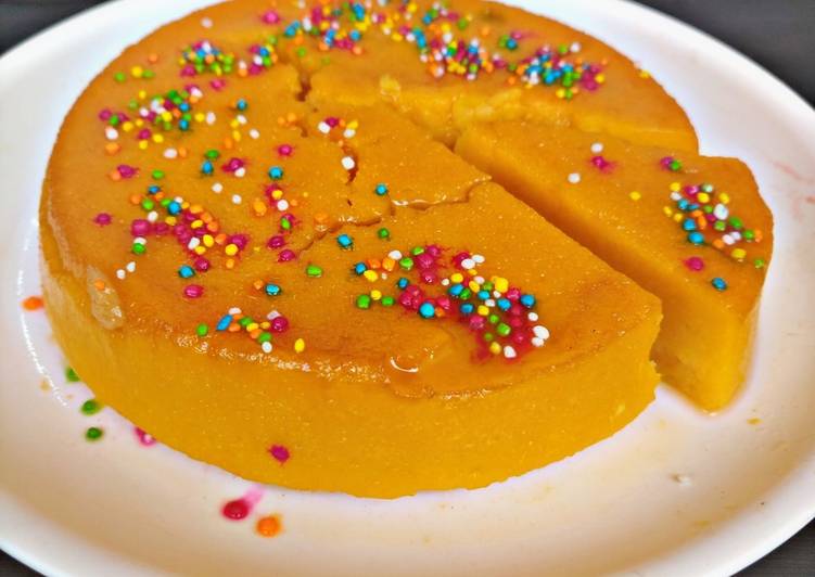 How to Prepare Favorite Caramel Mango Bread Pudding (eggless)