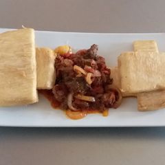 Fried Yam and Liver Sauce A picture of Fried Yam and Liver Sauce.