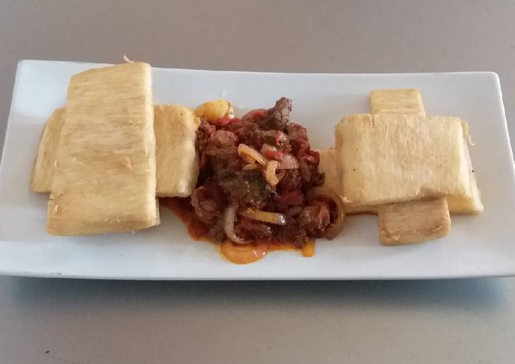 Fried Yam and Liver Sauce