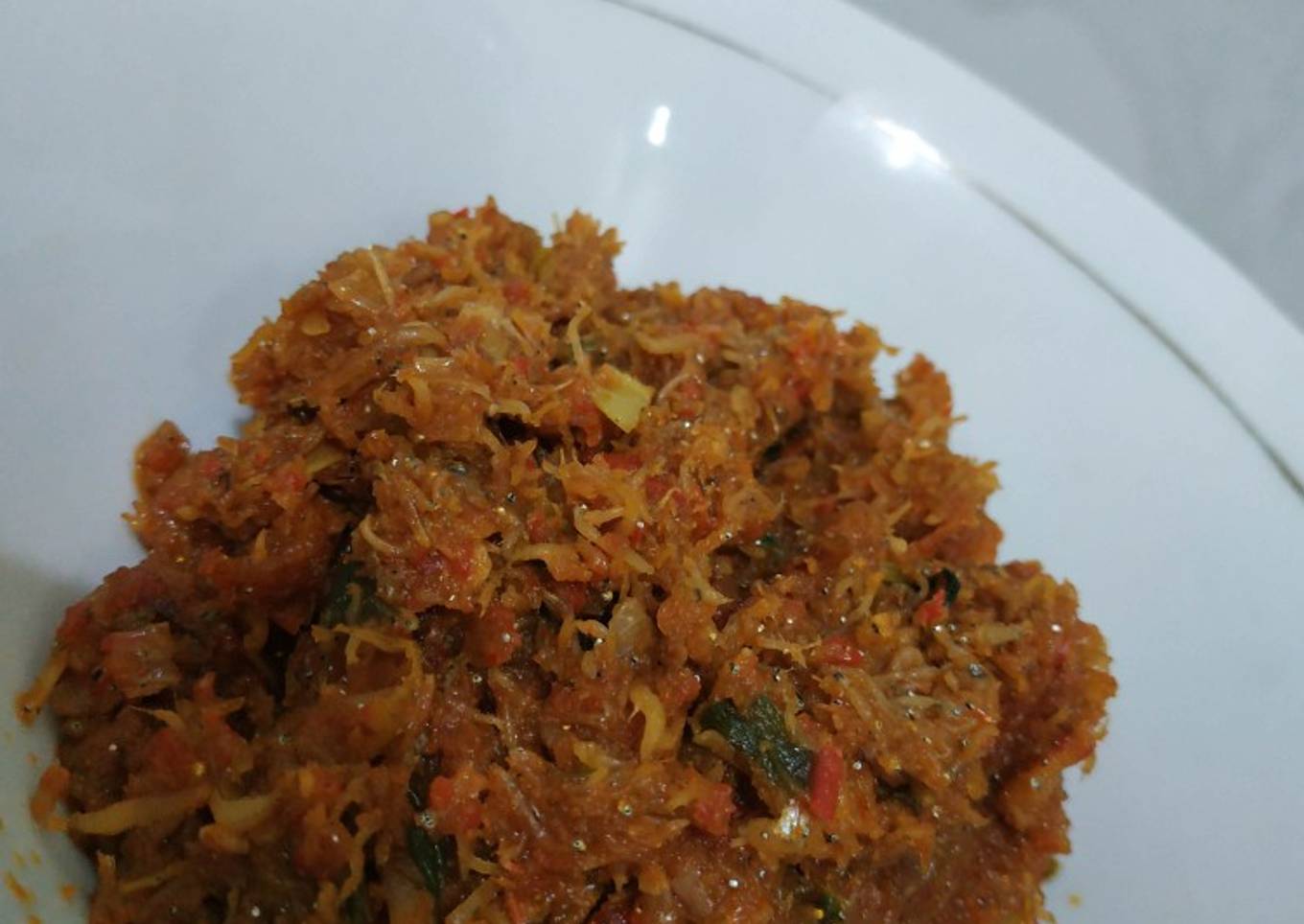 Oseng teri nasi bumbu merah
