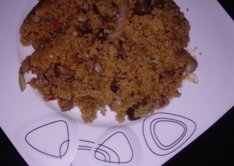 Steps to Make Super Quick Homemade Couscous, beans and liver porriage..