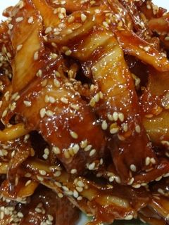 Hình của món Mực khô rim chua ngọt.