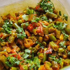 Long Beans Matar Sabji !! A picture of Long Beans Matar Sabji !!.