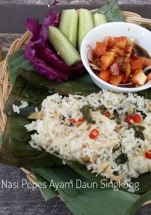 Foto resep Nasi Pepes Ayam Daun Singkong