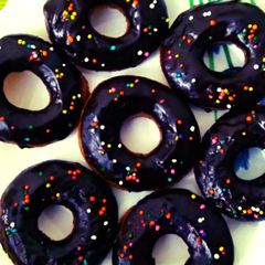 A picture of Eggless Chocolate Coated Doughnuts Recipe.