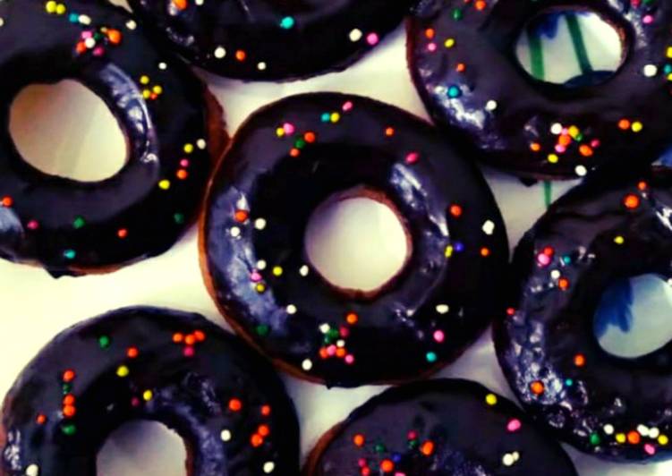 Eggless Chocolate Coated Doughnuts Recipe