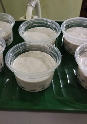 A picture of Coconut Jelly with Red Beans.