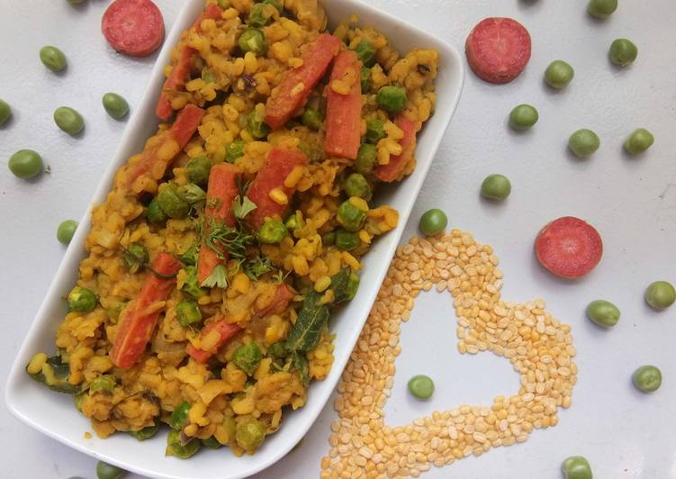 Simple Way to Make Super Quick Homemade Moong Daal with Green peas