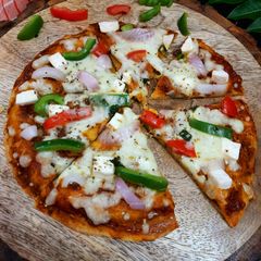 A picture of Pizza Paratha or Desi Pizza, without oven.