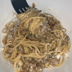 Eggplant pasta A picture of Eggplant pasta.