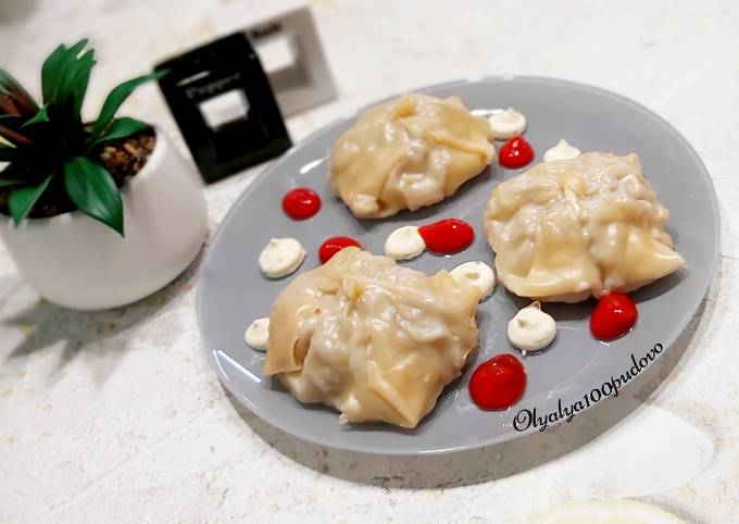 Манты с фаршем и картофелем